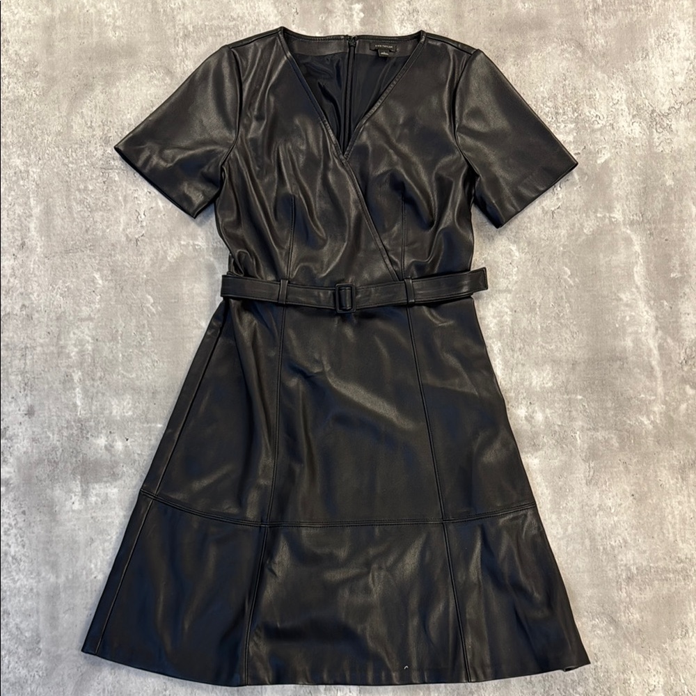 Ann Taylor Black Wrap Tie Front Mini Dress